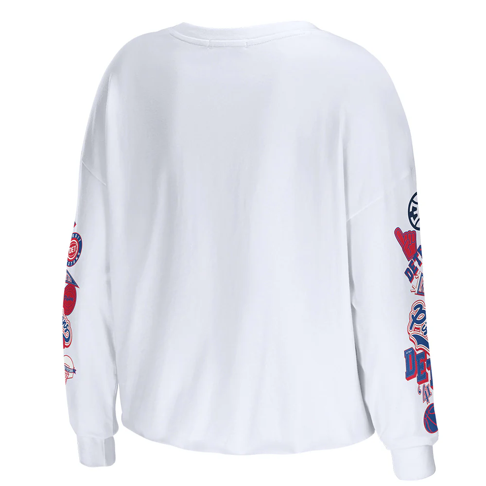 Ladies Detroit Pistons WEAR By Erin Andrews Celebration Long Sleeve T-Shirt - Image 3