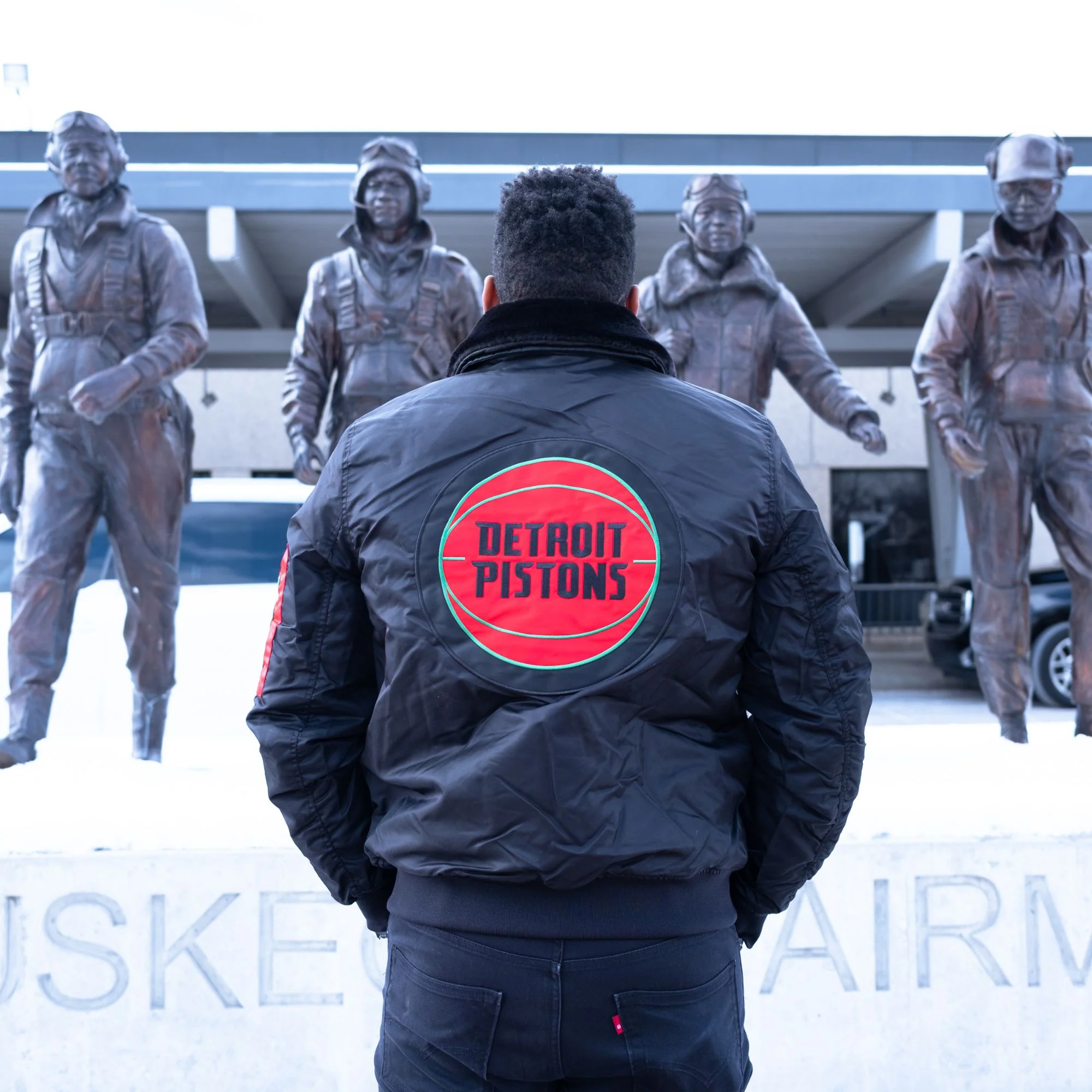 Pistons x Ty Mopkins Black History Month Full Zip Starter Jacket - Image 5