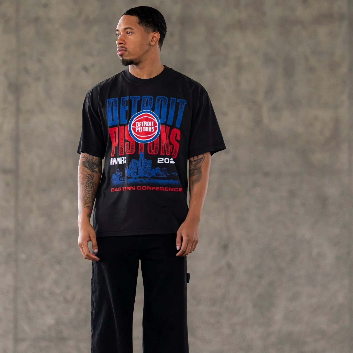 Detroit Pistons Playoffs '26 Skyline T-Shirt - Image 3