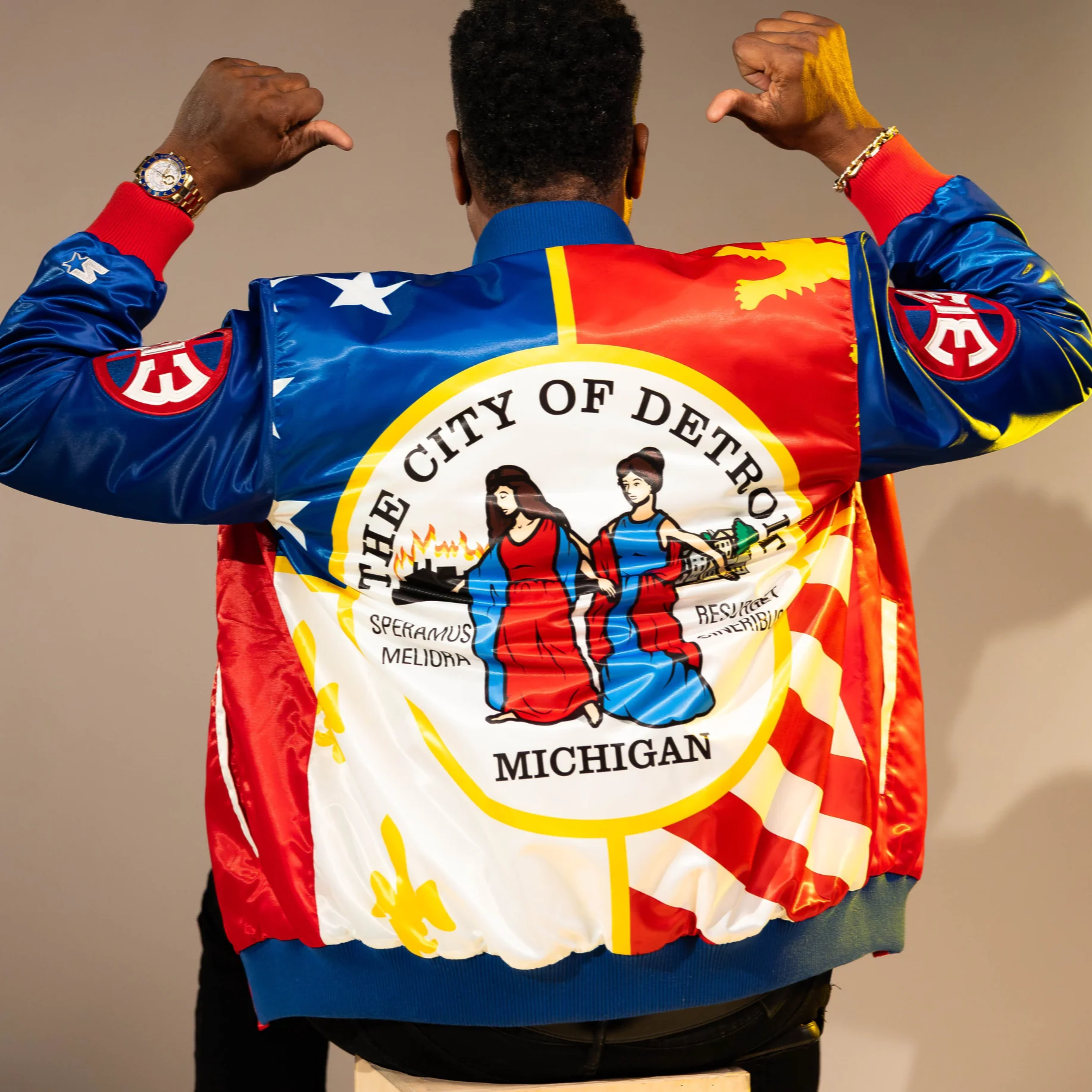 Detroit Pistons 313 Day TY Mopkins Starter Jacket - Image 2